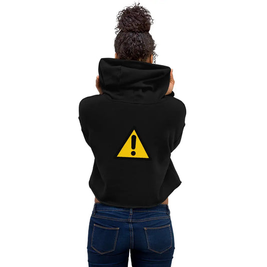 Caution Warning Label Crop Hoodie