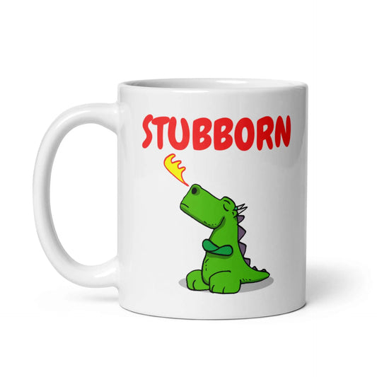 Stubborn Dragon White glossy mug