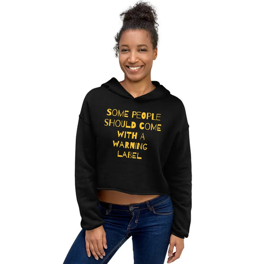 Caution Warning Label Crop Hoodie