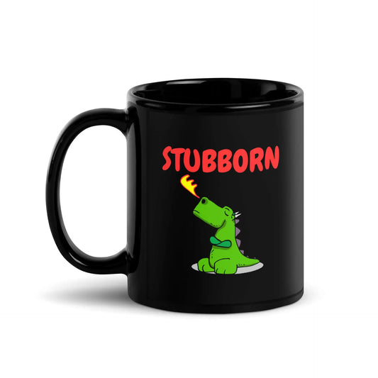 Stubborn Dragon Black Glossy Mug