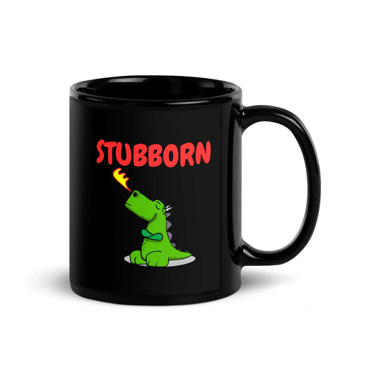 Stubborn Dragon Black Glossy Mug