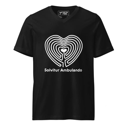 Labyrinth Heart Labyrinth Solvitur Ambulando Unisex Short Sleeve V-Neck T-Shirt