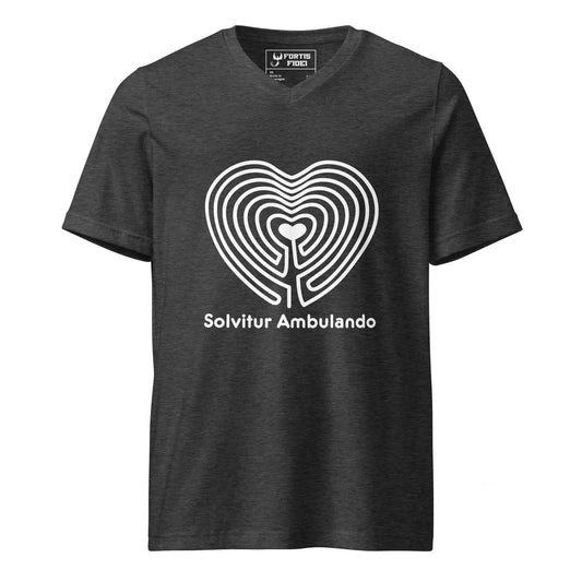 Labyrinth Heart Labyrinth Solvitur Ambulando Unisex Short Sleeve V-Neck T-Shirt