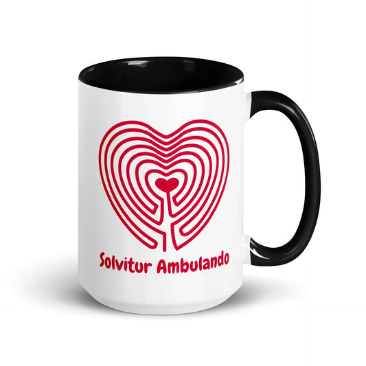Labyrinth Heart Labyrinth Solvitur Ambulando Mug with Color Inside