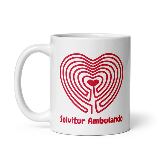 Labyrinth Heart Labyrinth Solvitur Ambulando White glossy mug