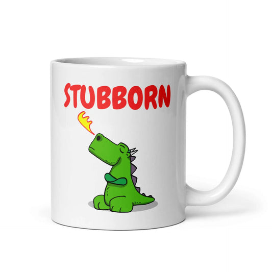 Stubborn Dragon White glossy mug